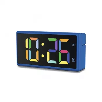 Cyfrowy budzik Hama Ibiza niebieski LCD Bateria USB 150x34x73mm