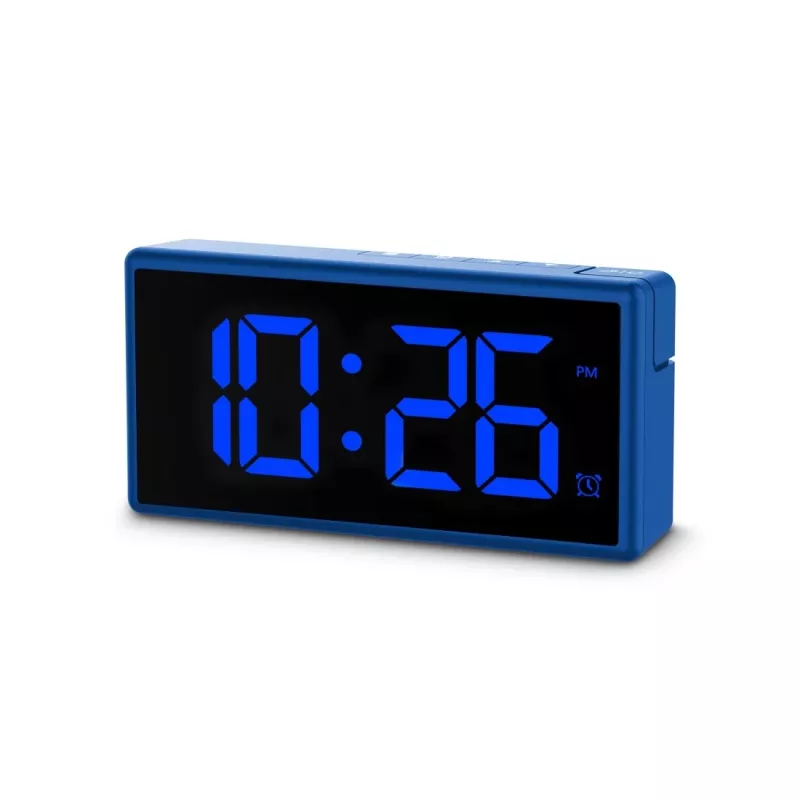 Cyfrowy budzik Hama Ibiza niebieski LCD Bateria USB 150x34x73mm