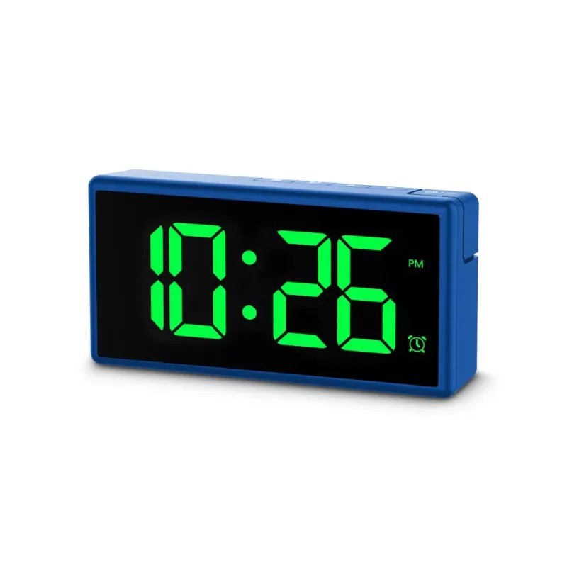 Cyfrowy budzik Hama Ibiza niebieski LCD Bateria USB 150x34x73mm