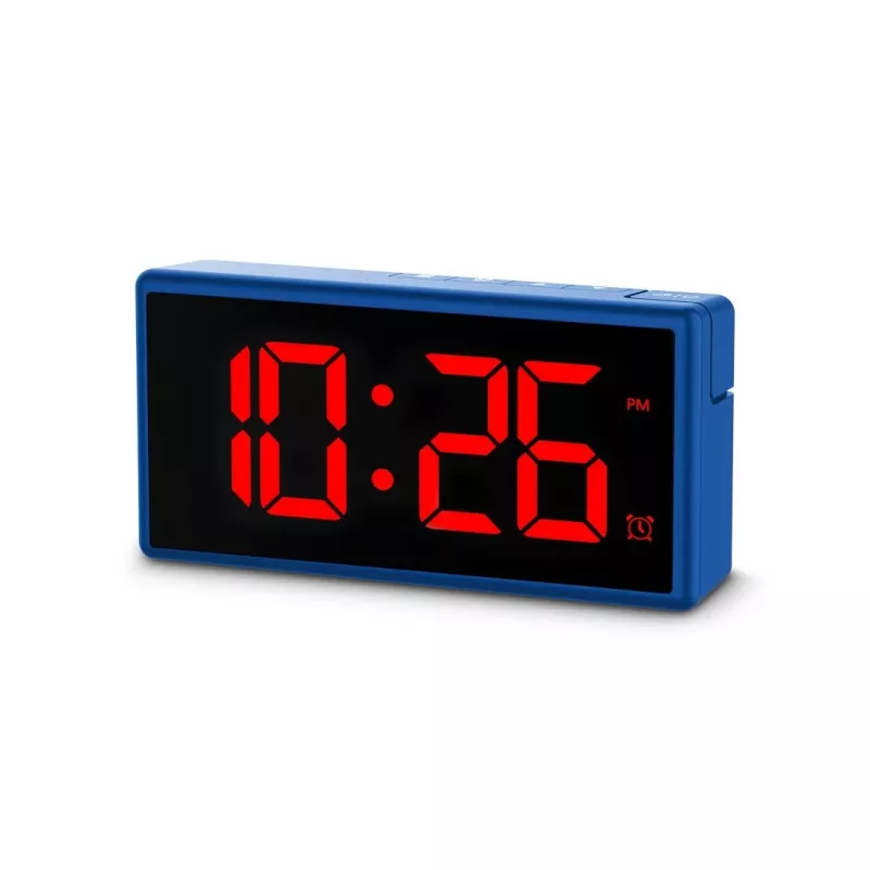 Cyfrowy budzik Hama Ibiza niebieski LCD Bateria USB 150x34x73mm