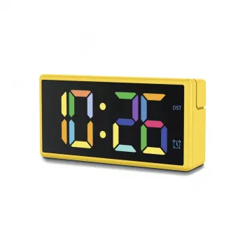 Cyfrowy budzik Hama Ibiza żółty LCD bateryjny USB