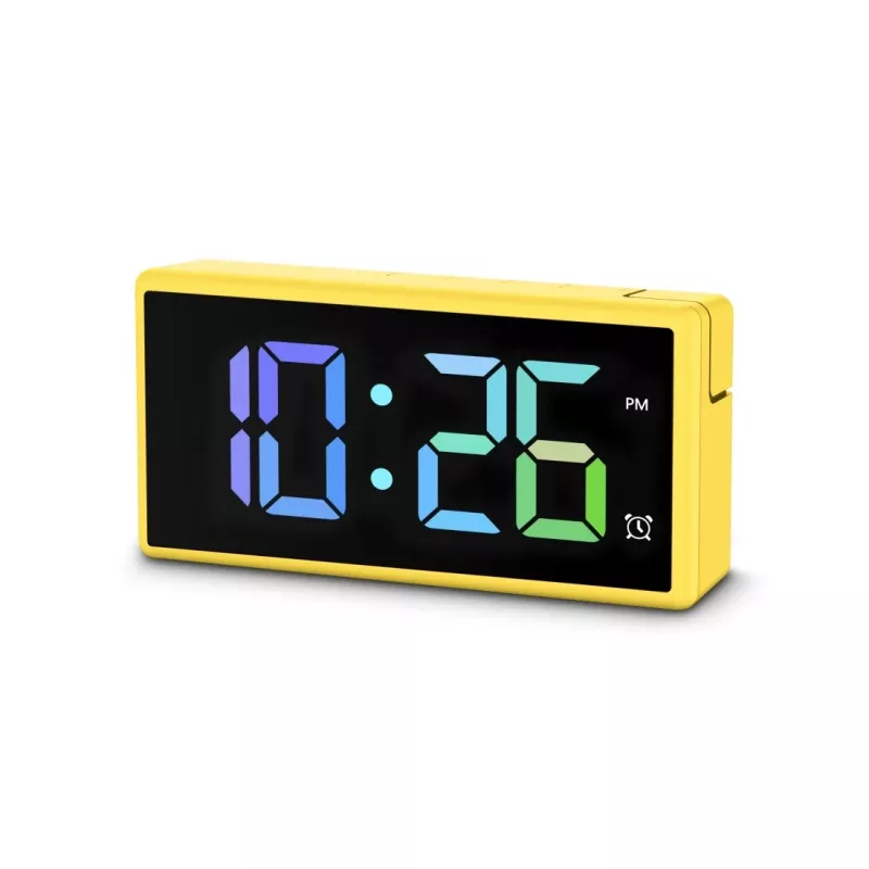 Cyfrowy budzik Hama Ibiza żółty LCD bateryjny USB