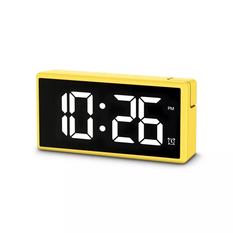 Cyfrowy budzik Hama Ibiza żółty LCD bateryjny USB