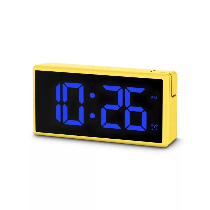 Cyfrowy budzik Hama Ibiza żółty LCD bateryjny USB