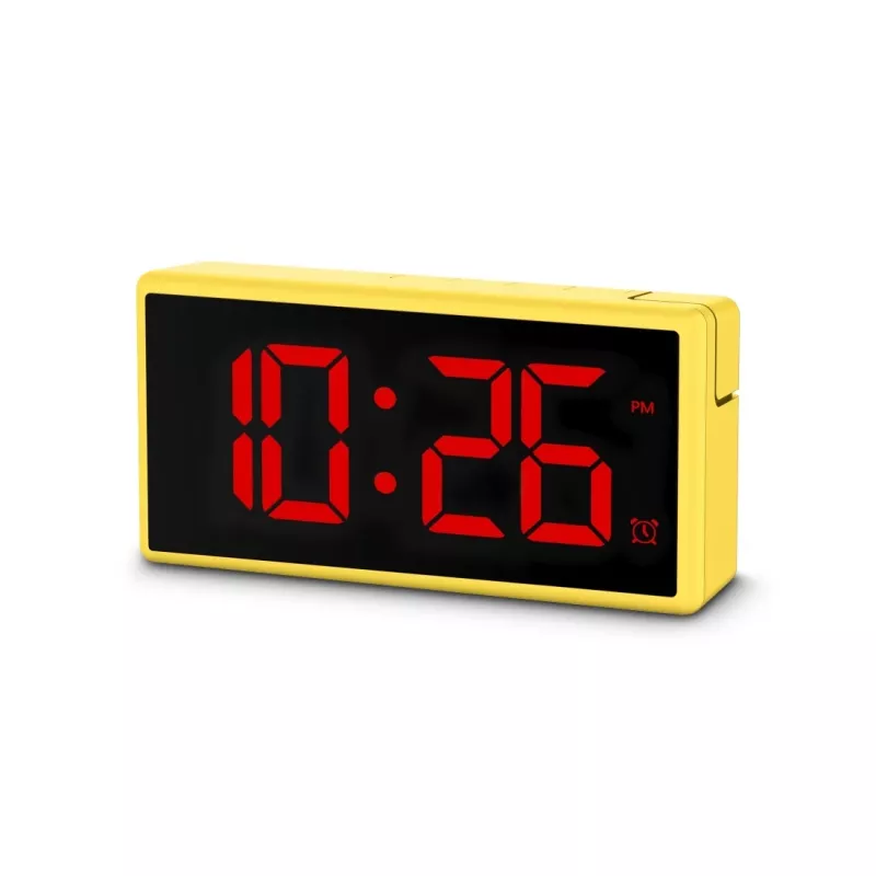 Cyfrowy budzik Hama Ibiza żółty LCD bateryjny USB