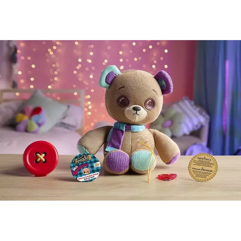 Interaktywna maskotka pluszowa Cobi Thready Bear — zabawka aktywowana ruchem z dźwiękiem i czujnikami