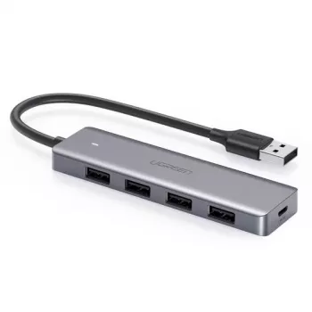 Hub USB UGREEN 50985 (4× USB 3.2 Gen 1 Type-A, 5 Gb/s, srebrny)