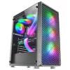 Mars Gaming MC-F Czarny, ATX Gaming Semitower, Pełne Okno ze Szkła Hartowanego, Front z Metalowej Siatki, 4 wentylatory ARGB 120 mm