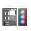 Mars Gaming MC-F Czarny, ATX Gaming Semitower, Pełne Okno ze Szkła Hartowanego, Front z Metalowej Siatki, 4 wentylatory ARGB 120 mm