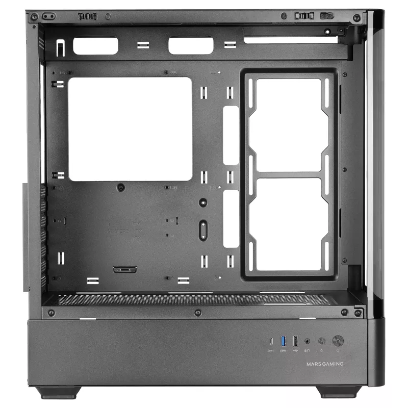 Obudowa PC TACENS Mars Gaming MCLCDPRO Midi Tower — czarna, wyświetlacz IPS 7,2 cala, montaż PSU na dole, obsługa ATX/Micro‑ATX/Mini‑ITX