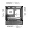 Obudowa PC TACENS Mars Gaming MCLCDPRO Midi Tower — czarna, wyświetlacz IPS 7,2 cala, montaż PSU na dole, obsługa ATX/Micro‑ATX/Mini‑ITX