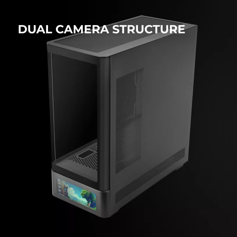 Obudowa PC TACENS Mars Gaming MCLCDPRO Midi Tower — czarna, wyświetlacz IPS 7,2 cala, montaż PSU na dole, obsługa ATX/Micro‑ATX/Mini‑ITX