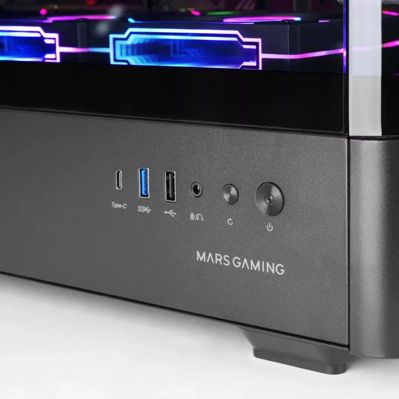 Obudowa PC TACENS Mars Gaming MCLCDPRO Midi Tower — czarna, wyświetlacz IPS 7,2 cala, montaż PSU na dole, obsługa ATX/Micro‑ATX/Mini‑ITX