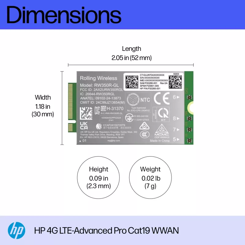 HP 4G LTE-Advanced Pro Cat19 WWAN wewnętrzny moduł bezprzewodowy B8BD3AA