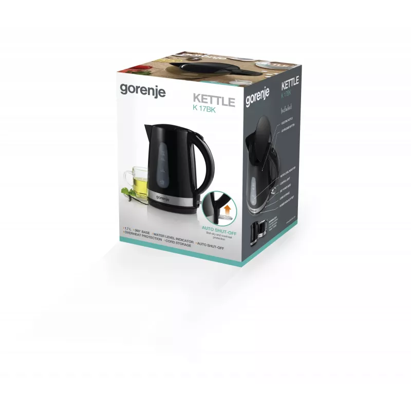 Czajnik elektryczny Gorenje K17BK — 1,7 L, 2200 W, Czarny