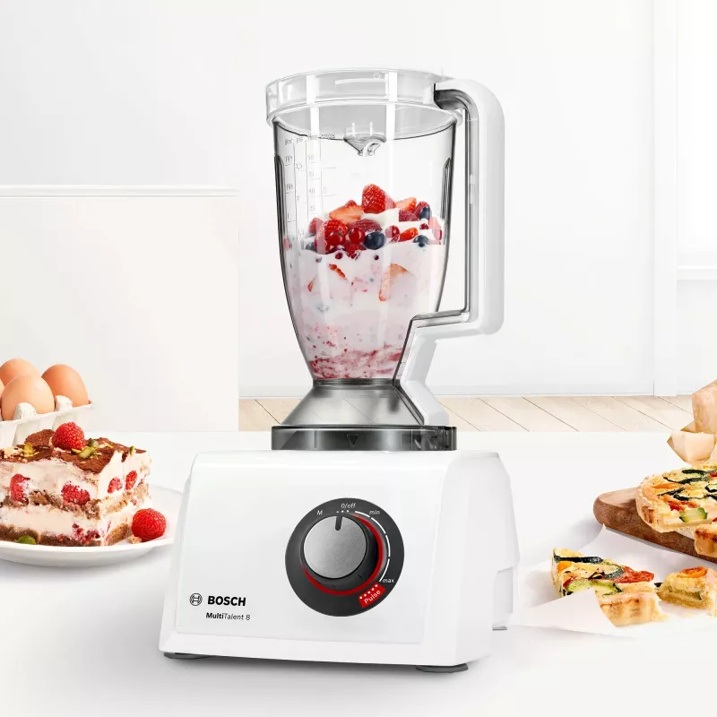 Robot kuchenny Bosch MC812W501 — 1000 W, misa 3,9 l, biały, ostrza ze stali nierdzewnej