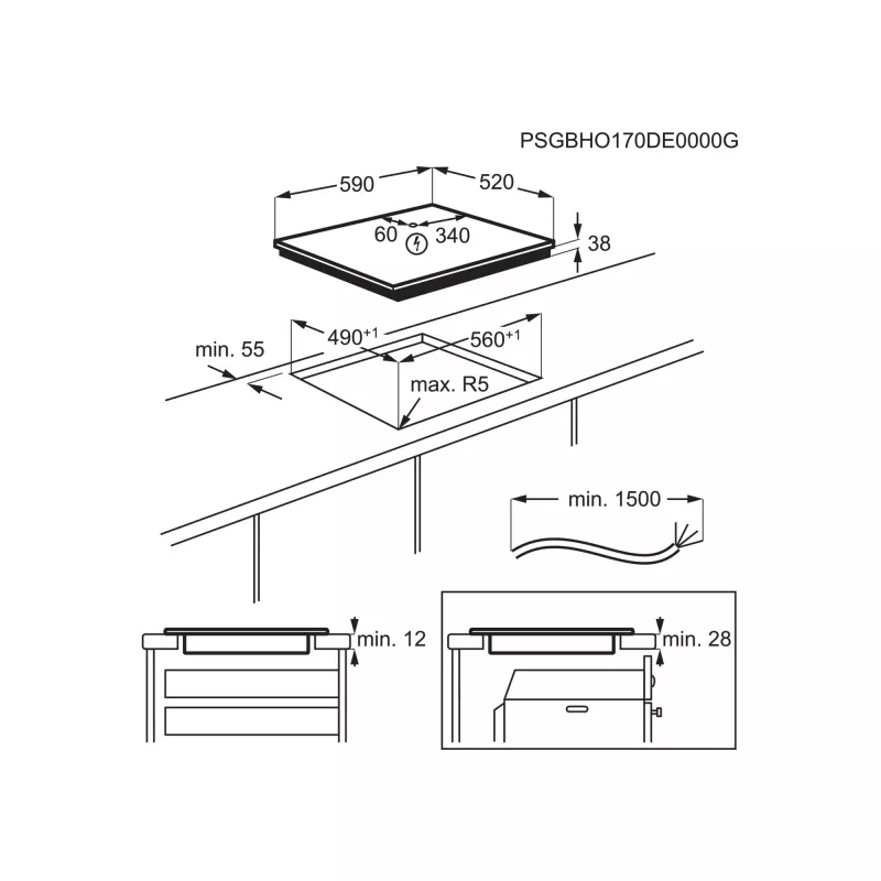 Electrolux EHF6343FOK Czarny Płyta ceramiczna do zabudowy 60 cm 4 stref(y)