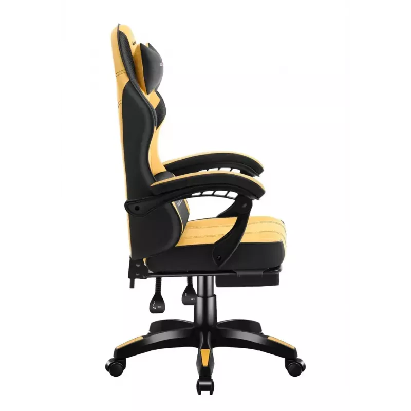 Fotel gamingowy huzaro Force 3.7 — ergonomiczny, wysoki obrotowy fotel, żółte siedzisko, regulowane podłokietniki, wysokość 107,5–116,5 cm
