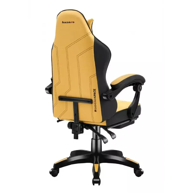 Fotel gamingowy huzaro Force 3.7 — ergonomiczny, wysoki obrotowy fotel, żółte siedzisko, regulowane podłokietniki, wysokość 107,5–116,5 cm
