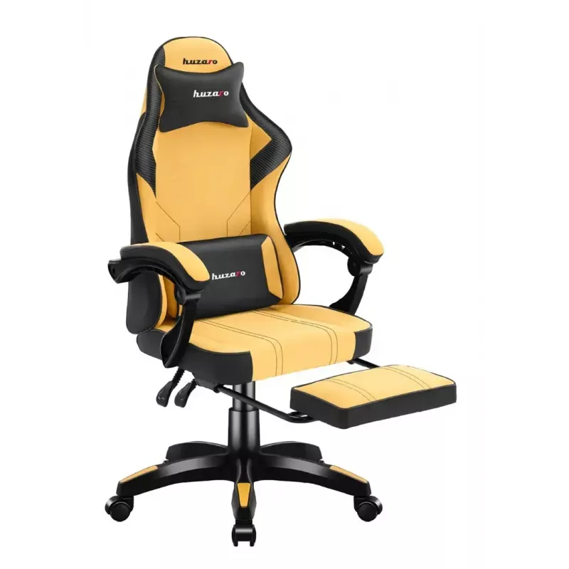 Fotel gamingowy huzaro Force 3.7 — ergonomiczny, wysoki obrotowy fotel, żółte siedzisko, regulowane podłokietniki, wysokość 107,5–116,5 cm
