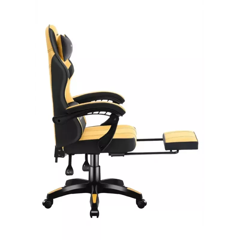 Fotel gamingowy huzaro Force 3.7 — ergonomiczny, wysoki obrotowy fotel, żółte siedzisko, regulowane podłokietniki, wysokość 107,5–116,5 cm