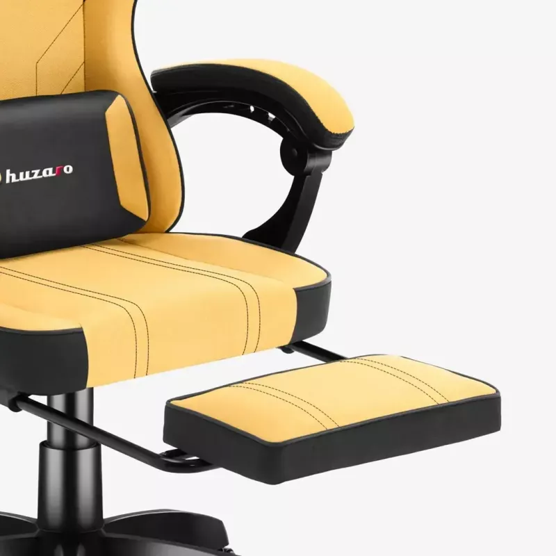 Fotel gamingowy huzaro Force 3.7 — ergonomiczny, wysoki obrotowy fotel, żółte siedzisko, regulowane podłokietniki, wysokość 107,5–116,5 cm