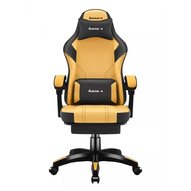 Fotel gamingowy huzaro Force 3.7 — ergonomiczny, wysoki obrotowy fotel, żółte siedzisko, regulowane podłokietniki, wysokość 107,5–116,5 cm