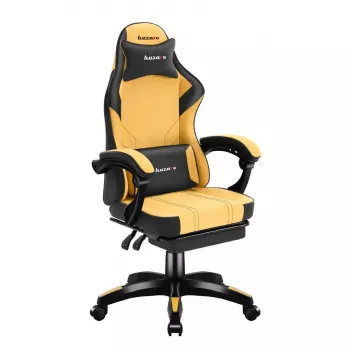 Fotel gamingowy huzaro Force 3.7 — ergonomiczny, wysoki obrotowy fotel, żółte siedzisko, regulowane podłokietniki, wysokość 107,5–116,5 cm