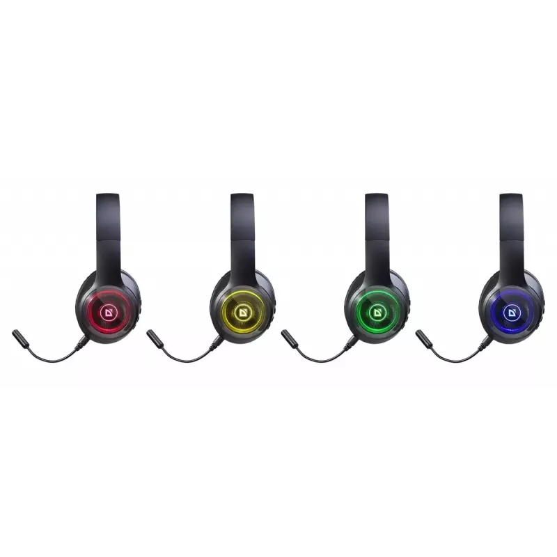 Słuchawki DEFENDER FreeMotion B400 — przewodowe i bezprzewodowe, USB-C, AUX, zamknięte nauszne, 20–20000 Hz, 118 dB, podświetlenie LED, czarny