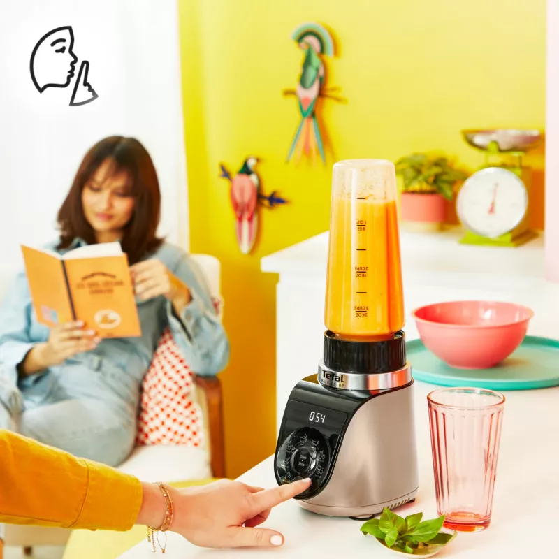 Blender stołowy Tefal Blend Up BL190AF0 — misa 0,85 L, 1000 W, 6-ostrzowy Powelix, pulsacyjny, kruszenie lodu (przezroczysty/czarny/beżowy)