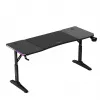 Biurko gamingowe huzaro Hero 4.6 RGB — czarny prostokątny blat 1600×600 mm, wysokość 560–790 mm, nogi w kształcie H, podświetlenie RGB