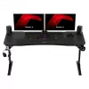 Biurko gamingowe huzaro Hero 4.6 RGB — czarny prostokątny blat 1600×600 mm, wysokość 560–790 mm, nogi w kształcie H, podświetlenie RGB