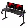 Biurko gamingowe huzaro Hero 4.6 RGB — czarny prostokątny blat 1600×600 mm, wysokość 560–790 mm, nogi w kształcie H, podświetlenie RGB