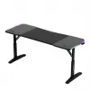 Biurko gamingowe huzaro Hero 4.6 RGB — czarny prostokątny blat 1600×600 mm, wysokość 560–790 mm, nogi w kształcie H, podświetlenie RGB