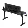 Biurko gamingowe huzaro Hero 4.6 RGB — czarny prostokątny blat 1600×600 mm, wysokość 560–790 mm, nogi w kształcie H, podświetlenie RGB