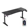 Biurko gamingowe huzaro Hero 4.6 RGB — czarny prostokątny blat 1600×600 mm, wysokość 560–790 mm, nogi w kształcie H, podświetlenie RGB