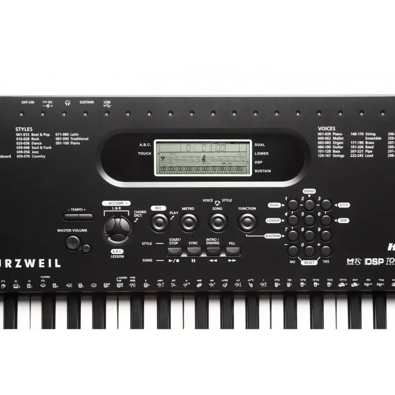 klawiatura Kurzweil KP70 61-klawiszowa klawiatura cyfrowa, czarna