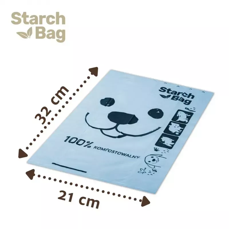 Worki na odchody Starch Bag STARCHBAG BIO czarne 8×15 szt. kompostowalne worki z włókien roślinnych na kocie odpady