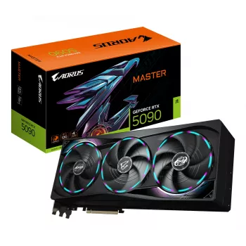 Karta graficzna GIGABYTE AORUS GeForce RTX 5090 MASTER 32G - 32 GB GDDR7, 512-bit, PCI-E 5.0, 2655 MHz taktowanie rdzenia, 3 x DP 2.1a, 1 x HDMI 2.1b, GV-N5090AORUS M-32GD