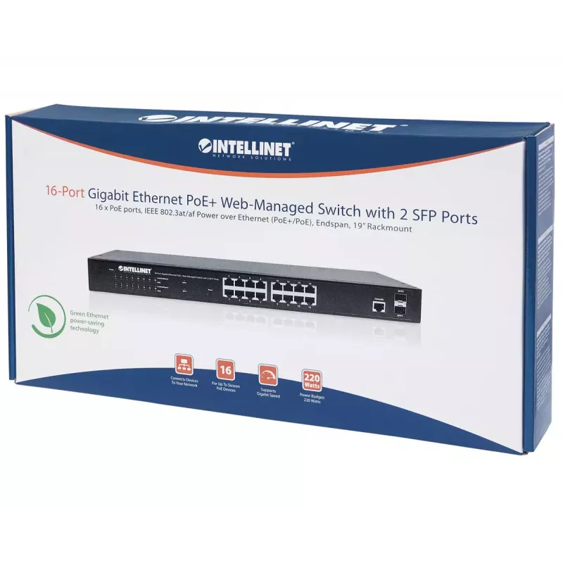 Przełącznik zarządzany Intellinet 16-portowy Gigabit Ethernet PoE+