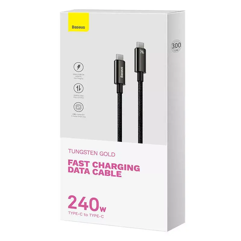 Kabel USB-C do USB-C Baseus Tungsten Gold 240W 3m