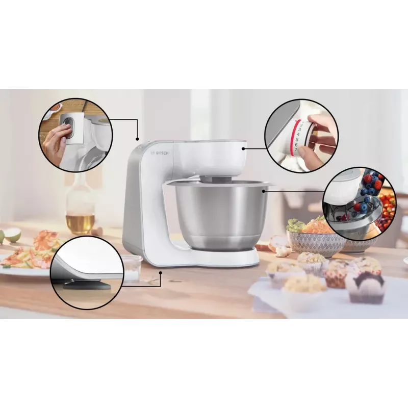 Robot kuchenny Bosch Serie 4 MUM58200 — 1000 W, misa ze stali nierdzewnej 3,9 L, biały