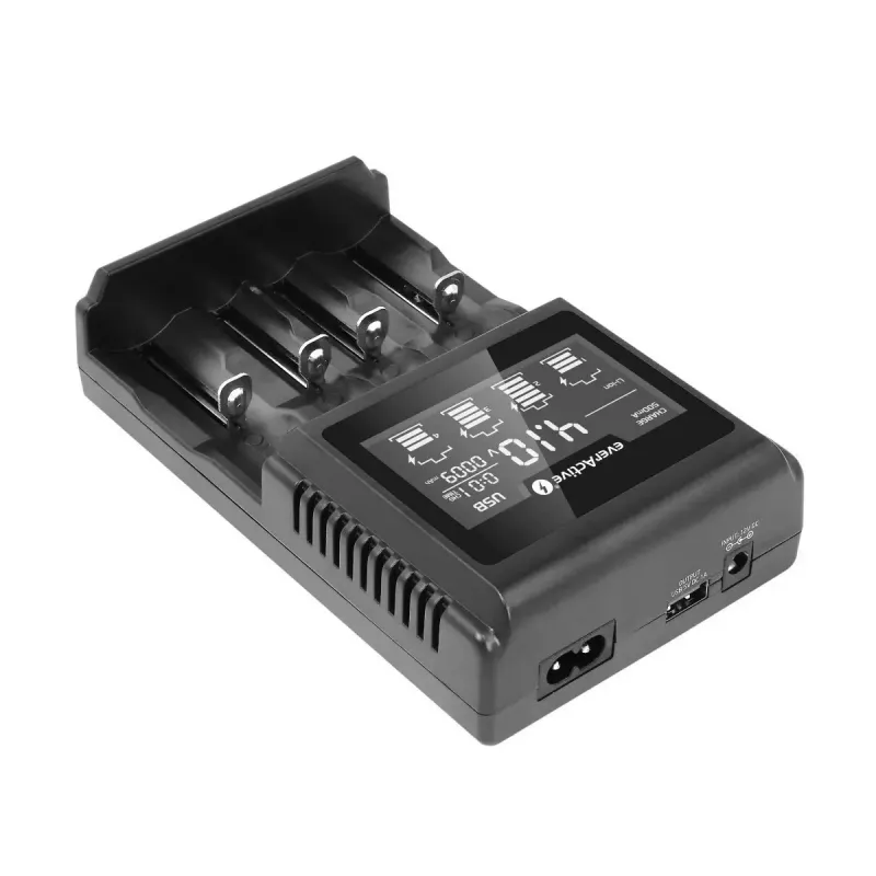 Ładowarka do akumulatorów everActive UC-4000 do akumulatorów domowych AA/AAA, 4 gniazda, 100–240 V, czarna