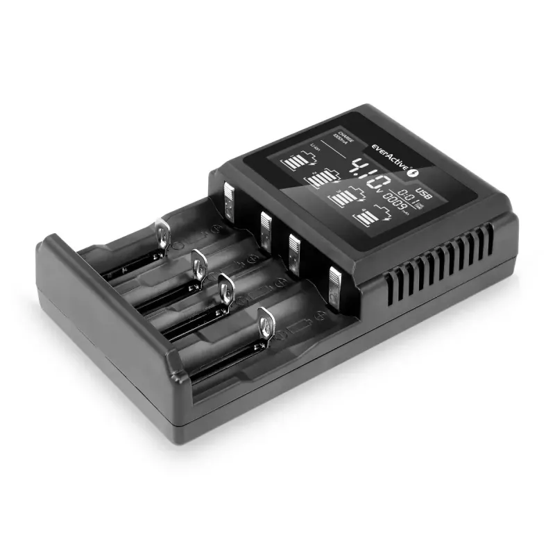 Ładowarka do akumulatorów everActive UC-4000 do akumulatorów domowych AA/AAA, 4 gniazda, 100–240 V, czarna