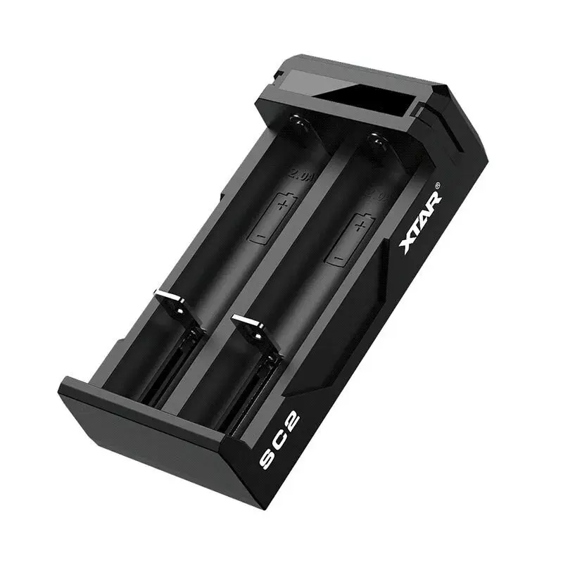 Ładowarka do akumulatorów XTAR SC2 Li-ion 18650 USB-C 2 gniazda, zasilanie USB-C, wskaźniki LED, czarna