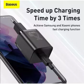 Ładowarka sieciowa Baseus TZCCSUP-L01, USB-C 1 port, 18W, 100–240V AC, kabel 1 m, czarna