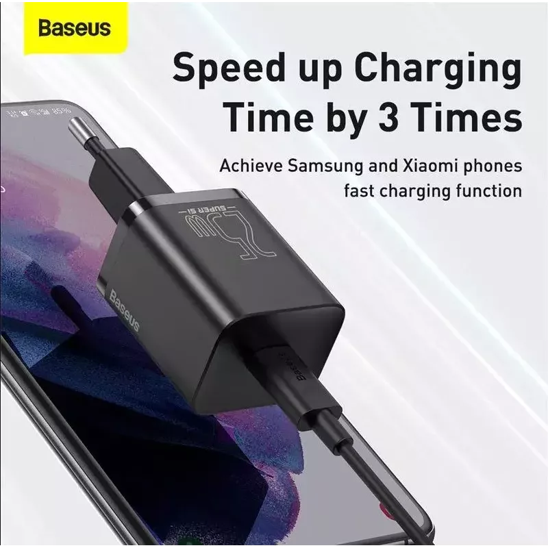 Ładowarka sieciowa Baseus TZCCSUP-L01, USB-C 1 port, 18W, 100–240V AC, kabel 1 m, czarna