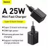 Ładowarka sieciowa Baseus TZCCSUP-L01, USB-C 1 port, 18W, 100–240V AC, kabel 1 m, czarna