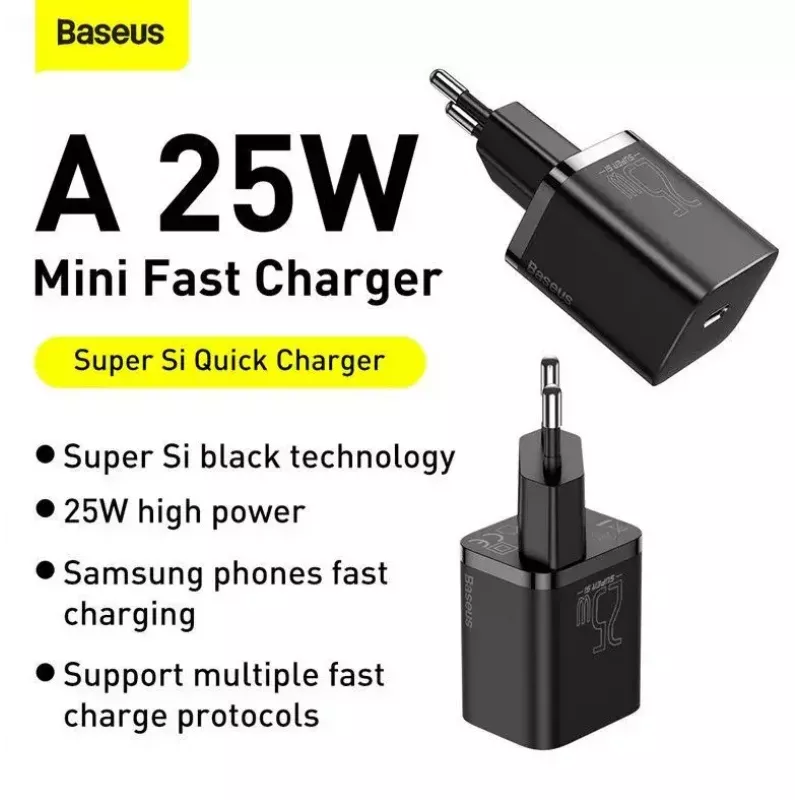 Ładowarka sieciowa Baseus TZCCSUP-L01, USB-C 1 port, 18W, 100–240V AC, kabel 1 m, czarna