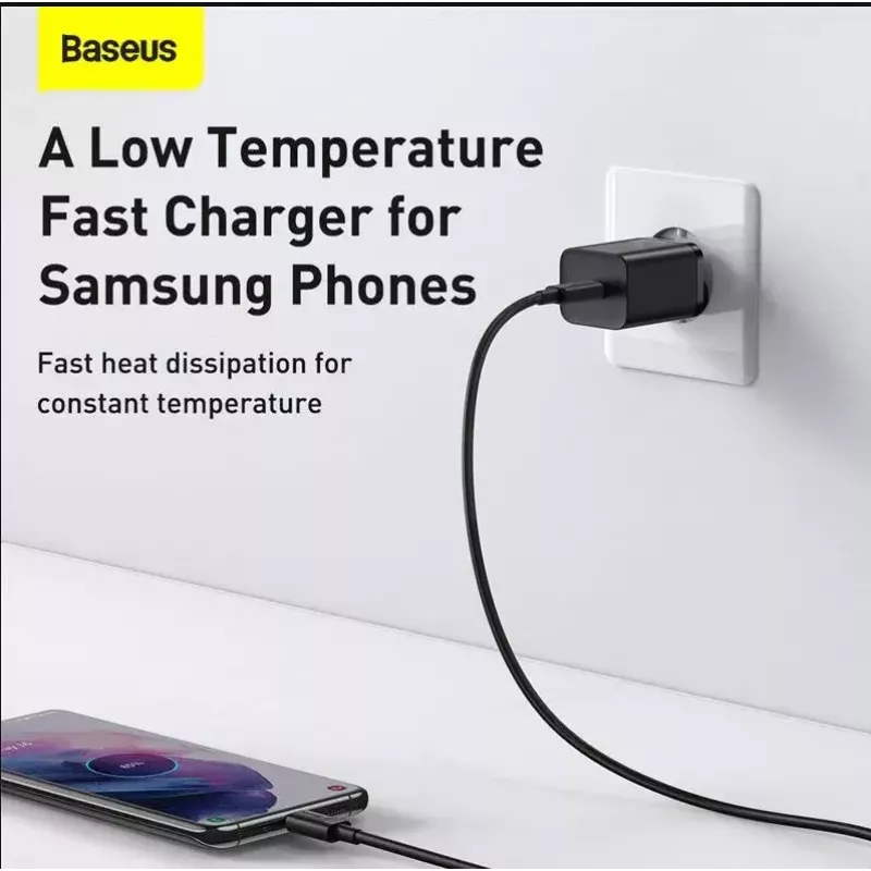 Ładowarka sieciowa Baseus TZCCSUP-L01, USB-C 1 port, 18W, 100–240V AC, kabel 1 m, czarna
